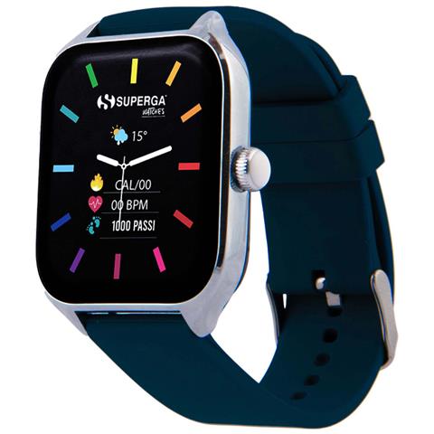 Smartwatch SWT-STC010 Bluetooth Cassa Silver 42 mm in Alluminio con Doppio Cinturino Nero e Blu - Foto 2