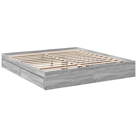 Giroletto Cassetti Grigio Sonoma 180x200 Cm Legno Multistrato - Foto 3