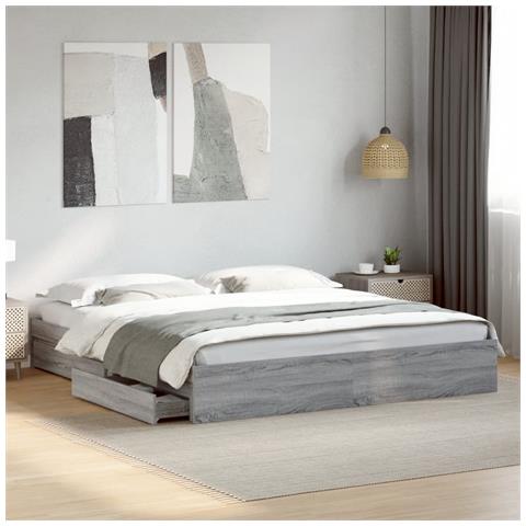 Giroletto Cassetti Grigio Sonoma 180x200 Cm Legno Multistrato - Foto 1