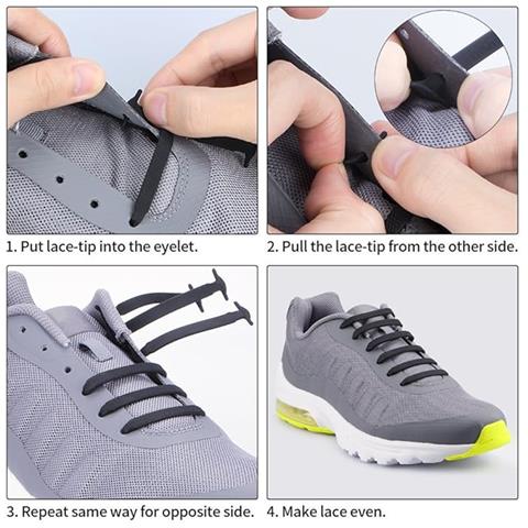 Stile Senza Sforzo: Lacci In Silicone Senza Nodi (16 Pezzi) Black - Foto 2