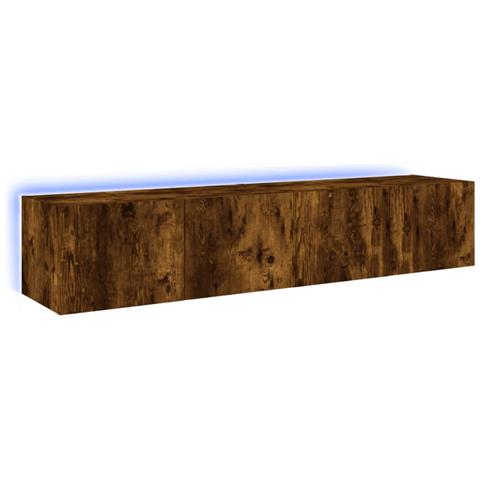 Mobili TV a Parete con Luci LED 2pz Rovere Fumo 80x35x31 cm - Foto 1