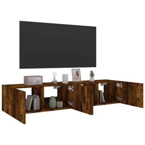 Mobili TV a Parete con Luci LED 2pz Rovere Fumo 80x35x31 cm - Foto 10