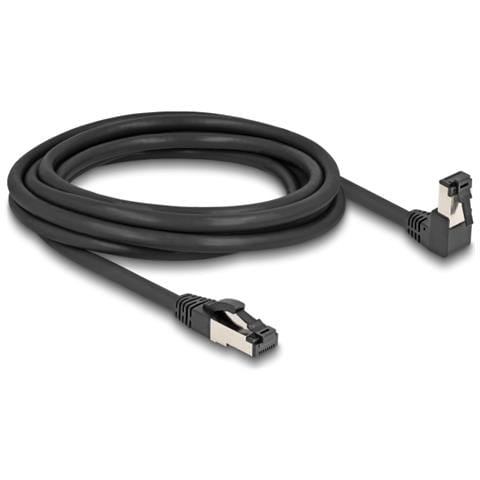 Cavo di rete RJ45 Cat. 8.1 S /FTP da 90° angolato verso il basso / diritto 3 m nero - Foto 2