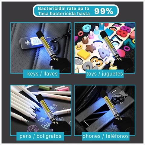 Lampada Uvc Con Cavo Domestico 17x3x3 Cm. Colore Nero - Foto 2