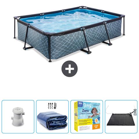 Piscina Fuori Terra - Rettangolo - 300x200x65 Cm - Grigio - Include Accessori Coordinati Cb69 - Foto 1