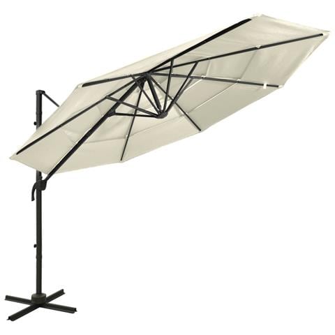 Ombrellone A Sbalzo 4 Livelli Palo In Alluminio 3x3 M Sabbia - Foto 2