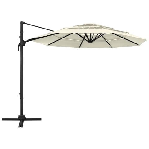 Ombrellone A Sbalzo 4 Livelli Palo In Alluminio 3x3 M Sabbia - Foto 1