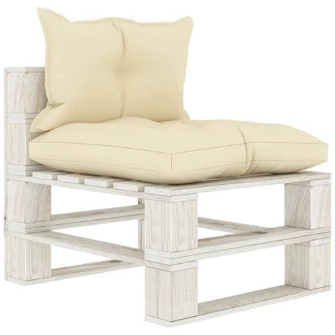 Lusso Casadino -  Divano Centrale Da Giardino Pallet Con Cuscini Crema In Legno - Foto 2