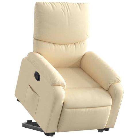 Poltrona Alzapersona Reclinabile Crema In Tessuto - Foto 2