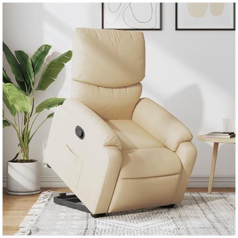 Poltrona Alzapersona Reclinabile Crema In Tessuto - Foto 8