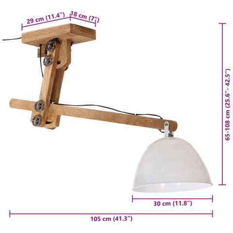 Lusso Casadino -  Lampada Da Soffitto 25 W Bianca 105x30x65-108cm E27 - Foto 8