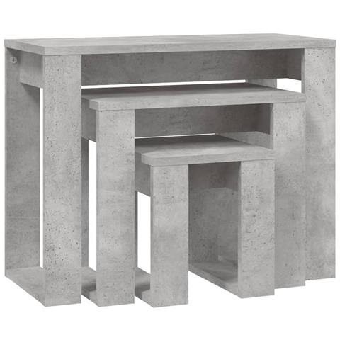 Tavolini Impilabili 3 Pz Grigio Cemento In Legno Multistrato - Foto 1