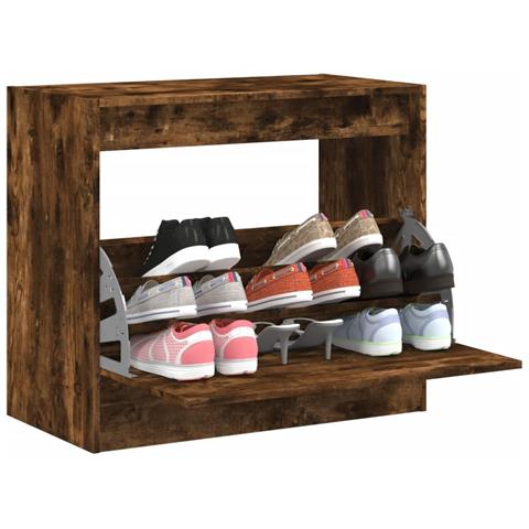 Lusso Casadino -  Scarpiera Rovere Fumo 80x42x69 Cm In Legno Multistrato - Foto 8