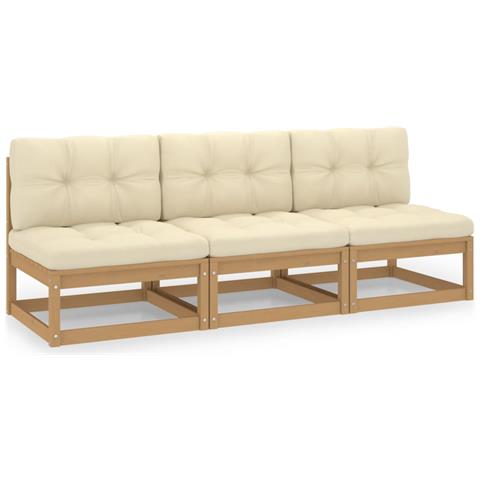 Divano A 3 Posti Con Cuscini Legno Massello Di Pino - Foto 2