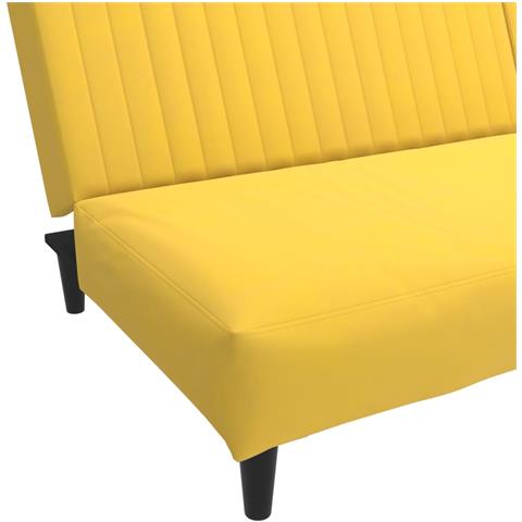 Divano Letto a 2 Posti Giallo in Velluto - Foto 9