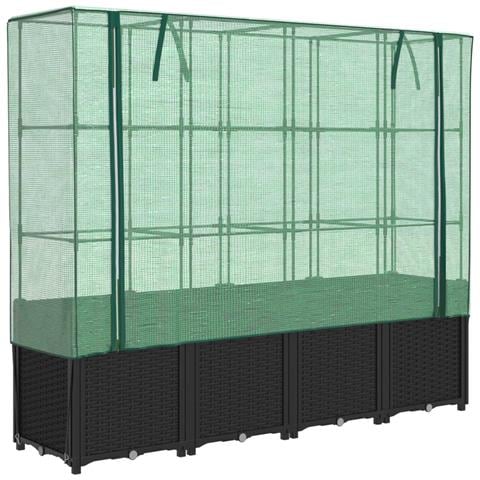 Letto Rialzato con Copertura Serra Effetto Rattan 160x40x153 cm - Foto 1