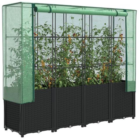 Letto Rialzato con Copertura Serra Effetto Rattan 160x40x153 cm - Foto 2