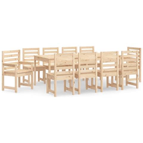 Set da Pranzo da Giardino 11 pz in Legno Massello di Pino - Foto 1