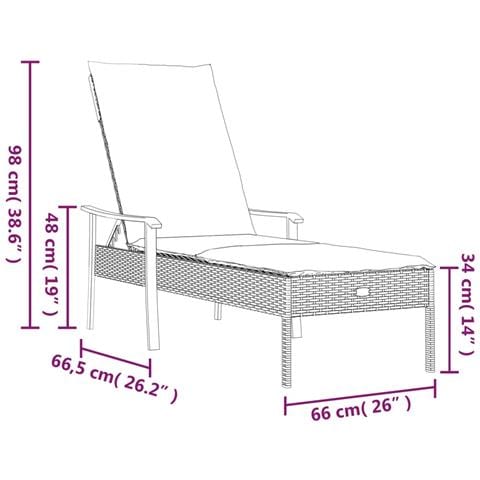 Lettino Prendisole con Cuscino Grigio in Polyrattan - Foto 9