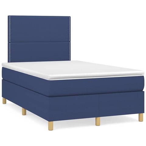 Letto a Molle con Materasso e LED Blu 120x190 cm in Tessuto - Foto 2