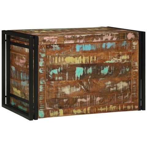 Scatola di Stoccaggio Multicolore 80x50x50 cm in Legno di Recupero - Foto 1