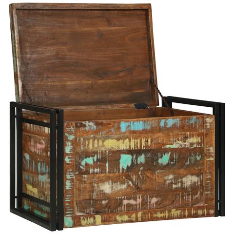Scatola di Stoccaggio Multicolore 80x50x50 cm in Legno di Recupero - Foto 2