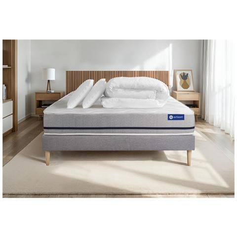 Pacchetto Letto Completo - Materasso 140x200cm + Box Spring Con Doghe (kit) + 2 Cuscini + Piumino - Actilatex Soft - Foto 1