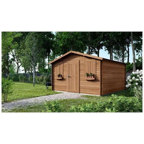 Casetta Da Giardino In Legno - 16m2 - 4x4m - Impregnata - 28mm - Colore: Marrone - Foto 1
