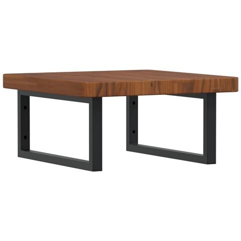 Ripiano a Parete per Lavabo in Acciaio e Massello di Rovere - Foto 1