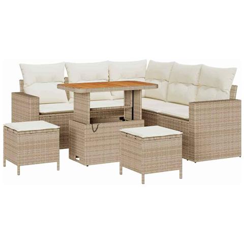 Set Divano da Giardino 8 pcs beige e panna 90 x 55 x 71 cm - Foto 1