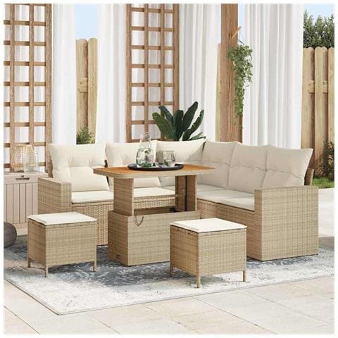 Set Divano da Giardino 8 pcs beige e panna 90 x 55 x 71 cm - Foto 2