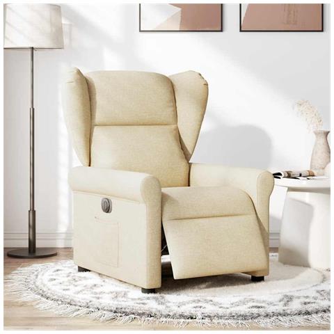Poltrona Elettrica Reclinabile Crema in Tessuto - Foto 2