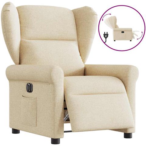 Poltrona Elettrica Reclinabile Crema in Tessuto - Foto 9