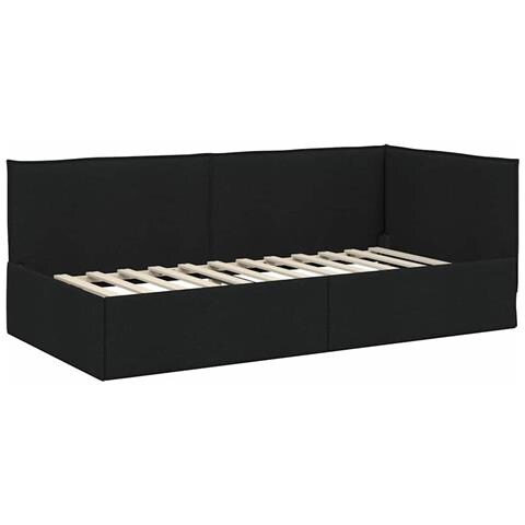 Cornice del letto ad angolo Nero 100 x 200 cm Tessuto - Foto 1