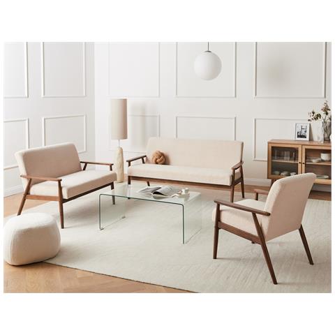 Set Da Salotto 6 Posti Esrum Bouclé Marrone Scuro /beige - Foto 1
