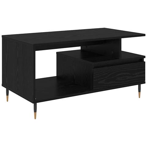 Tavolino da salotto con cassetto Rovere Nero 90 x 49 x 45 cm - Foto 1
