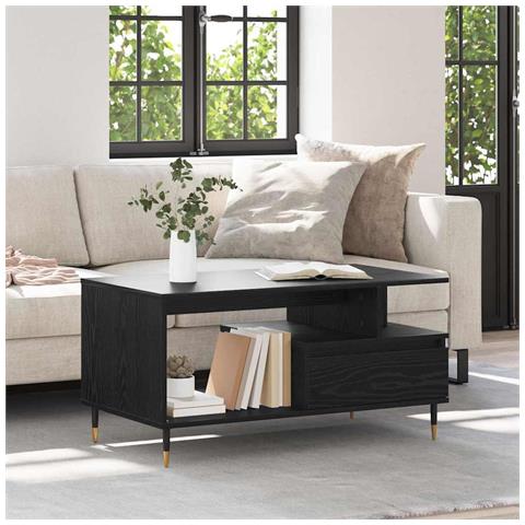 Tavolino da salotto con cassetto Rovere Nero 90 x 49 x 45 cm - Foto 2