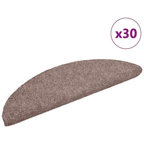 Tappetini per scale autoadesivi 30 pz 56x17x3 cm Marrone Chiaro semicircolari - Foto 1