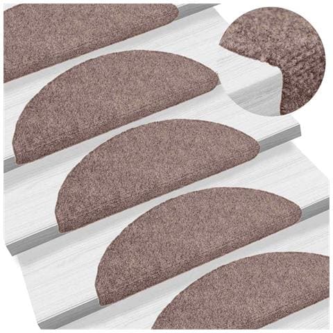 Tappetini per scale autoadesivi 30 pz 56x17x3 cm Marrone Chiaro semicircolari - Foto 2