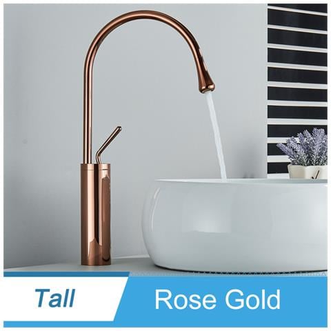 Rubinetto per lavabo da bagno, Blackswan, tipo M233, modello oro rosa, misura 46 cm - Foto 2