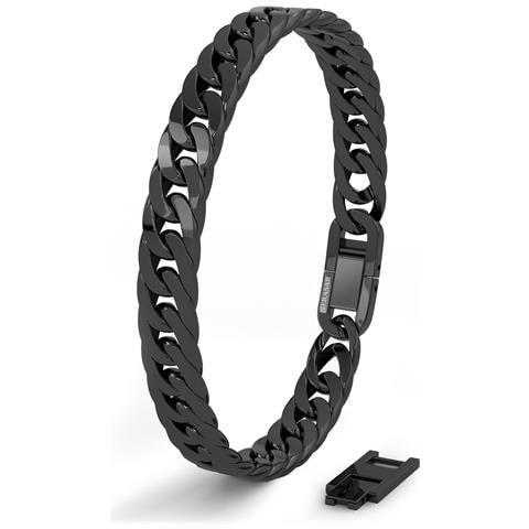 , Bracciale Da Uomo Premium Con Maglie Cubane | Acciaio Chirurgico 316l, Nero, 23 Cm - Foto 1
