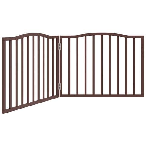 Cancello Cani Pieghevole 2 Pannelli Marrone 160cm Legno Pioppo - Foto 1