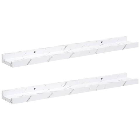 Scaffale da parete 2 pcs Marmo Bianco 60 x 9 x 3 cm - Foto 1