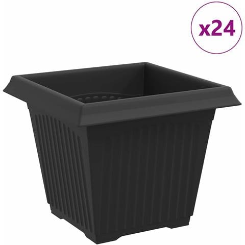 Vaso quadrato per fiori 24 pcs Nero 20 x 20 x 16 cm Plastica - Foto 1