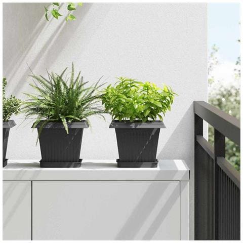 Vaso quadrato per fiori 24 pcs Nero 20 x 20 x 16 cm Plastica - Foto 2