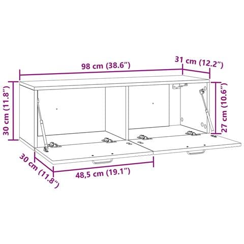 Mobile Porta TV da Muro Rovere Fumo 98 x 31 x 30 cm - Foto 9