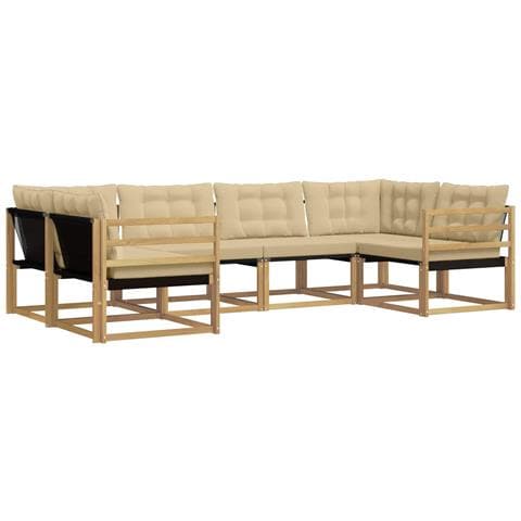Set di divani da esterno con cuscino 6 pcs Bianco e Beige - Foto 1