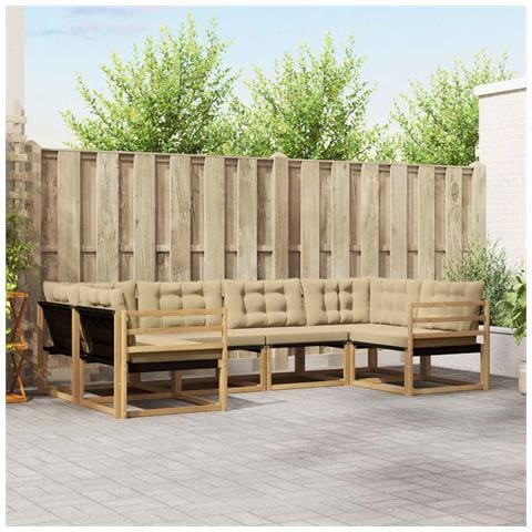 Set di divani da esterno con cuscino 6 pcs Bianco e Beige - Foto 2