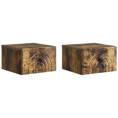 Mobiletto da notte a muro 2 pcs Rovere Fumo 33 x 34,5 x 20 cm - Foto 1