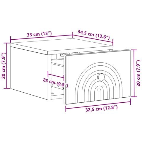 Mobiletto da notte a muro 2 pcs Rovere Fumo 33 x 34,5 x 20 cm - Foto 9